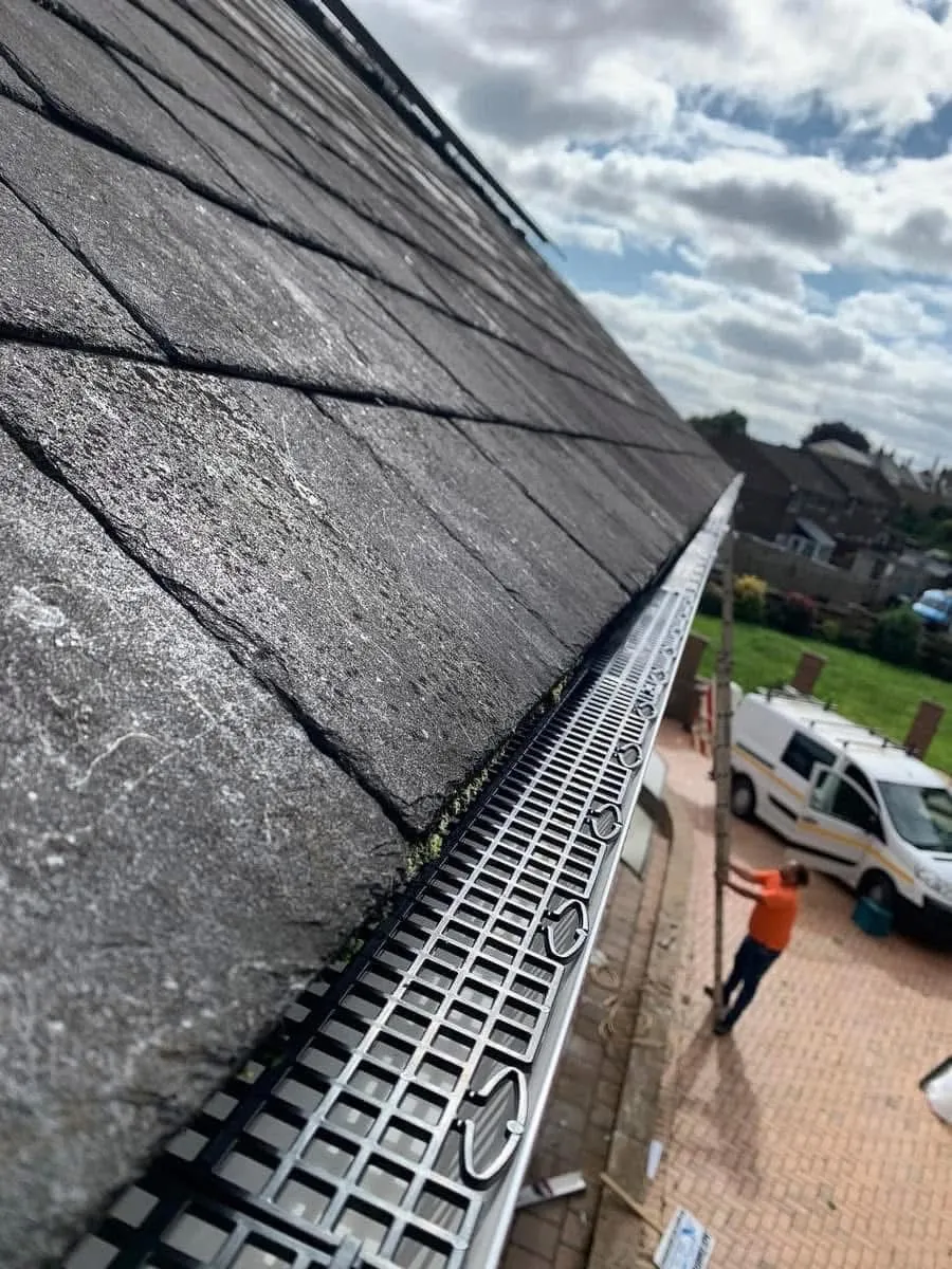Gutter guard fitted on a slate roof in Camelford